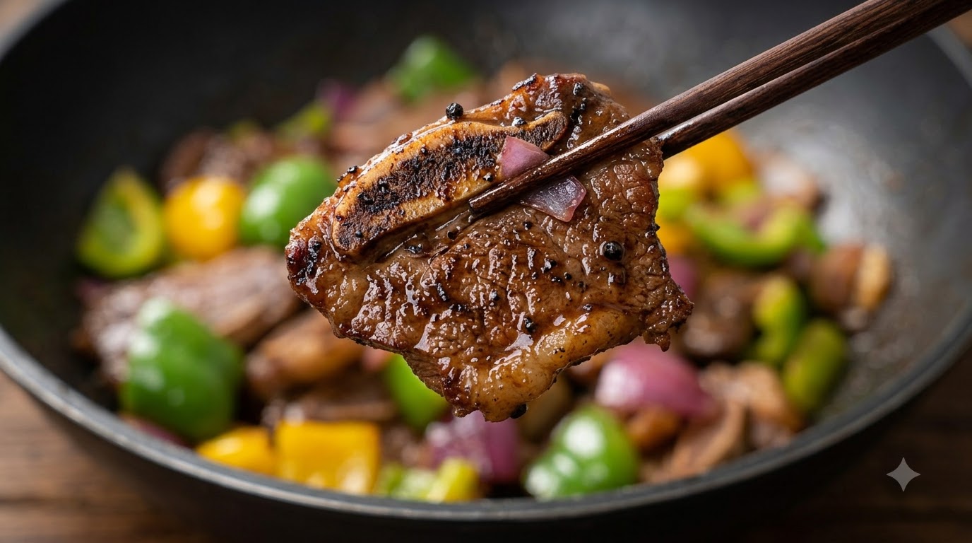 Travers de bœuf au poivre noir façon cantonaise