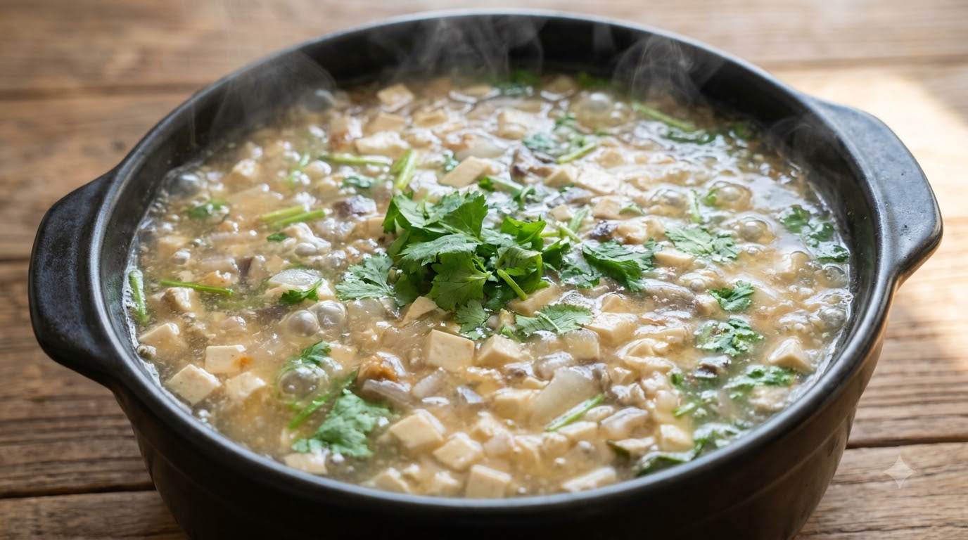 Soupe Maison au Tofu et aux Champignons Pleurotes