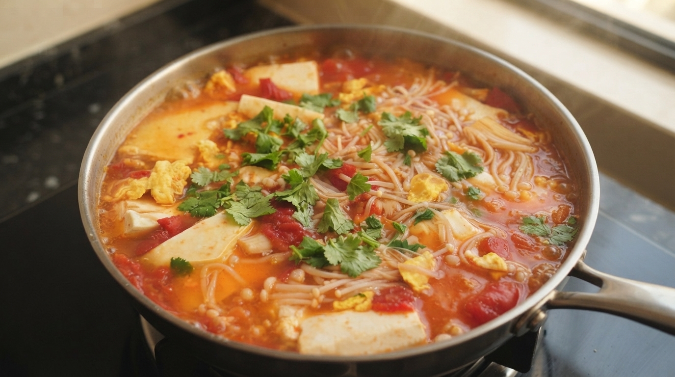 Soupe express tomate et tofu