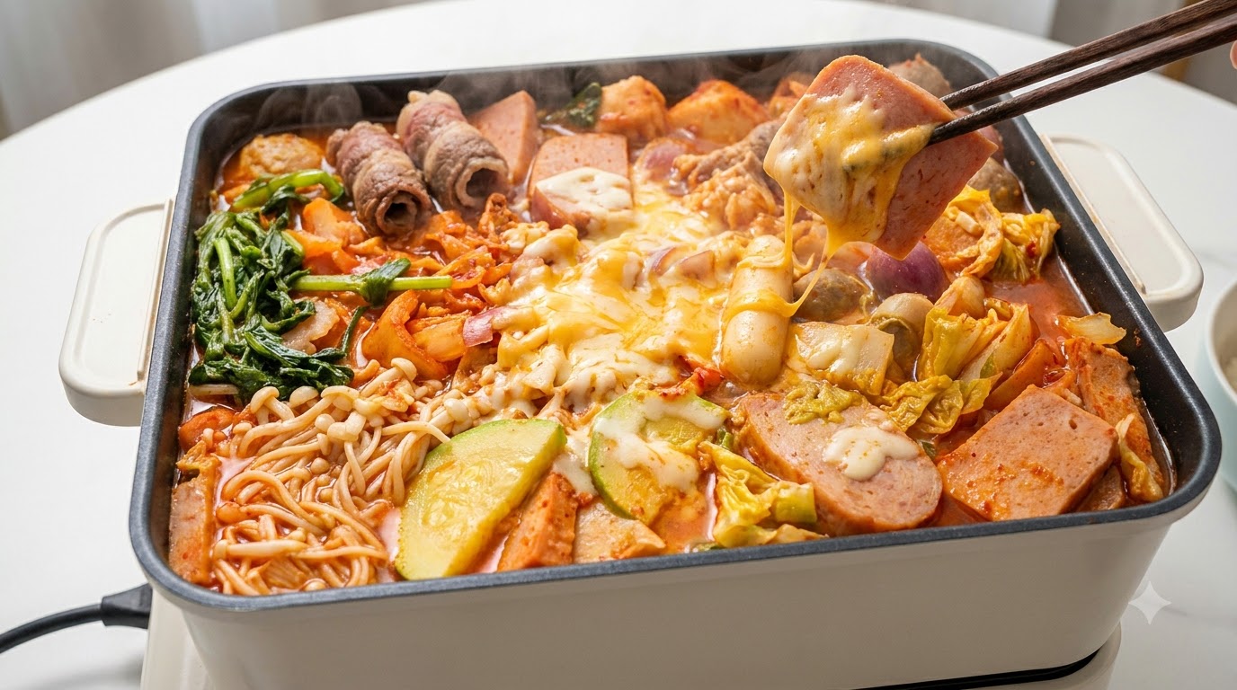Budae Jjigae (Ragoût militaire coréen) aux galettes de riz
