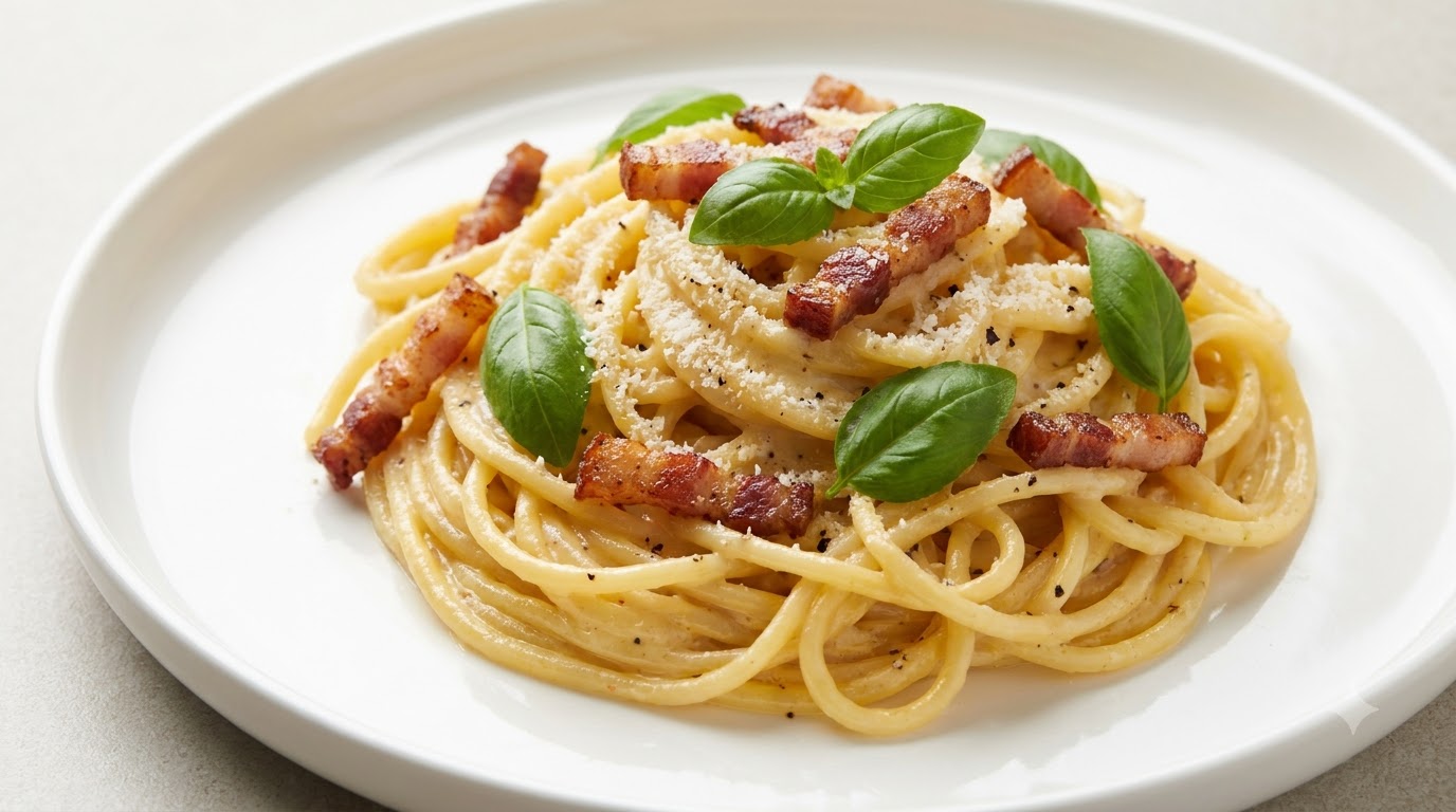 Spaghetti alla Carbonara Classique au Guanciale