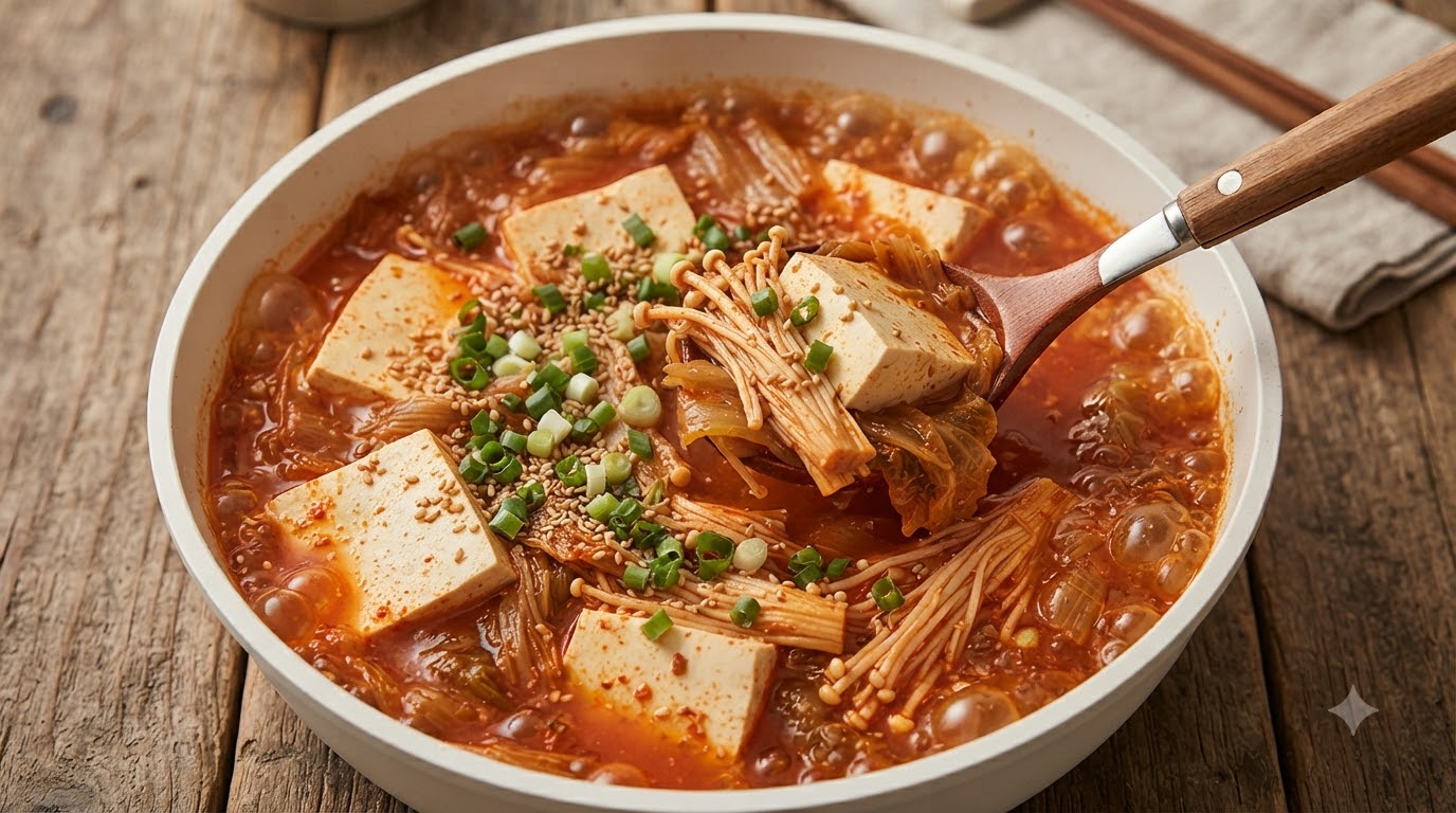 Soupe Coréenne au Kimchi, Tofu et Poulet