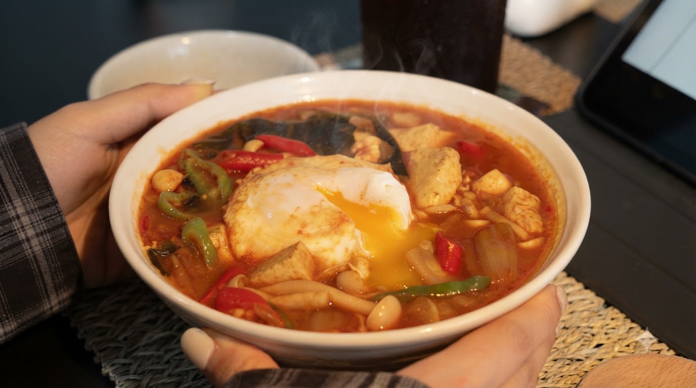Soupe Coréenne au Kimchi et Tofu avec Œuf Mollet