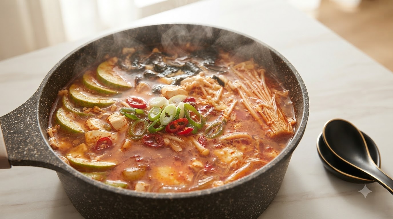 Soupe Coréenne Piquante au Tofu Soyeux (Sundubu-jjigae)