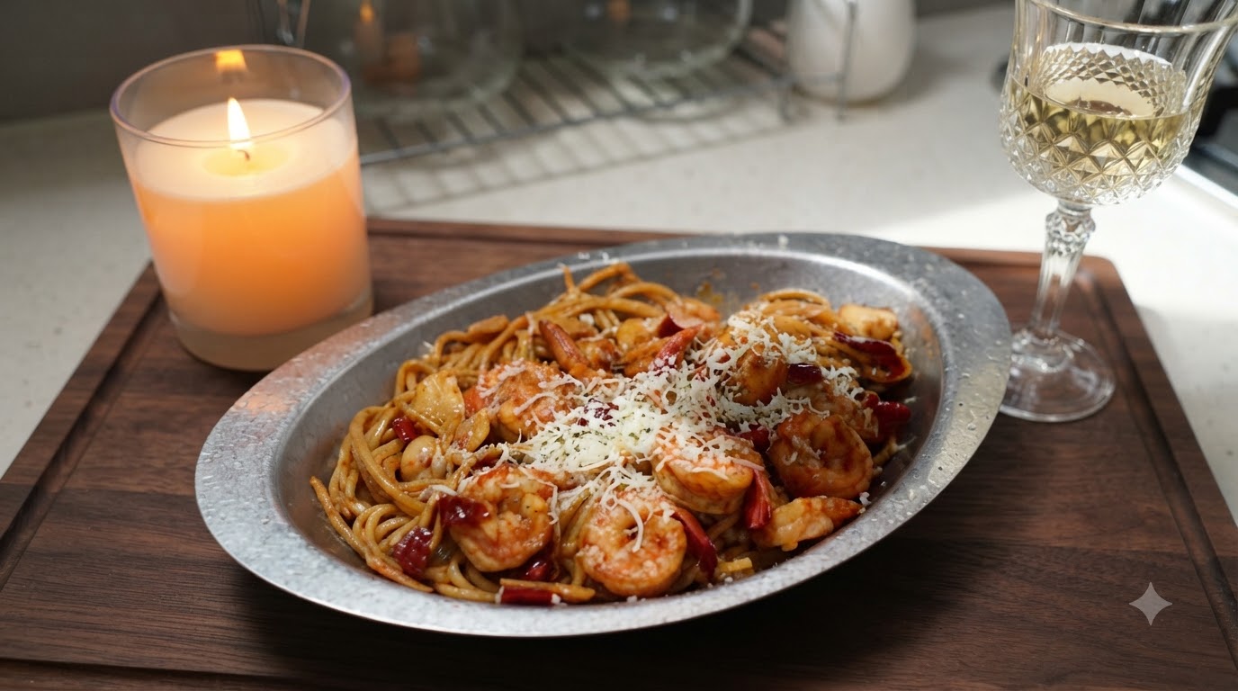 Spaghetti aux Crevettes et Piment à l'Ail