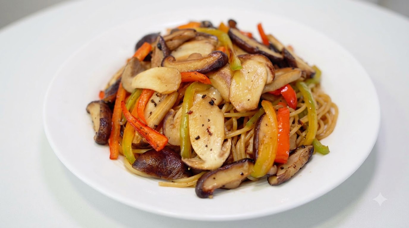 Pâtes aux champignons et au poivre noir