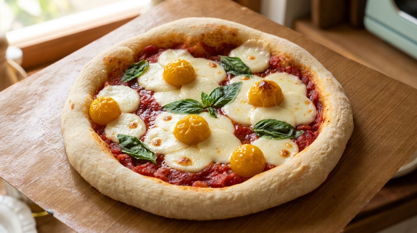 Pizza Margherita Artistique en Fleur