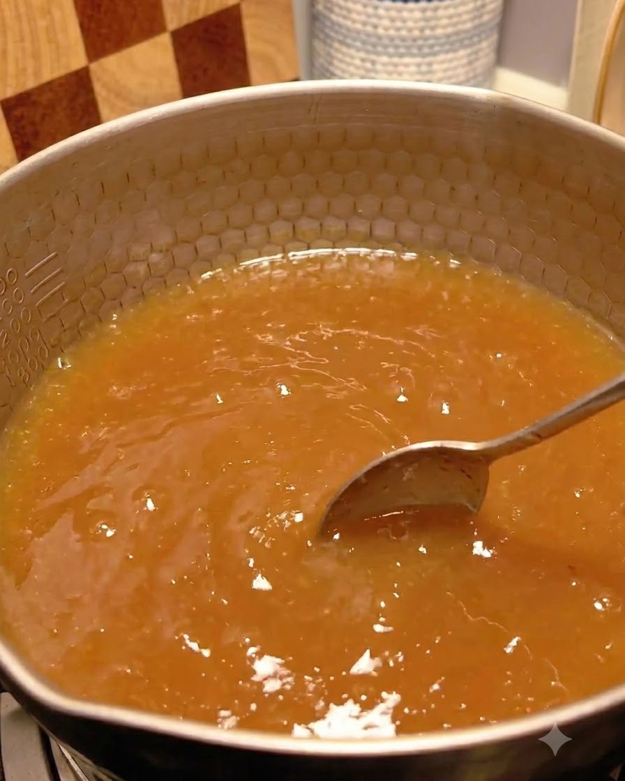 Des graines de sésame blanc saupoudrées dans une casserole bouillante de base de soupe miso tout en étant remuées avec une cuillère.